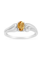 elegant white gold oval citrine gemstone baby birthstone ring